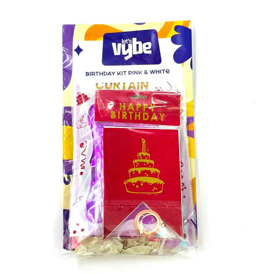 Birthday Decoration Kit Pink and White | Let's Vybe