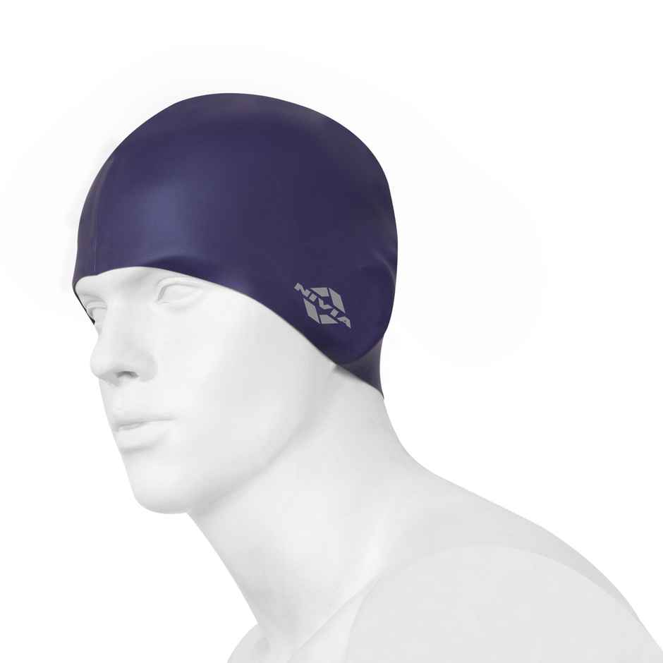 Nivia Classic Silicone AduLiter Swimming Cap - Navy Blue