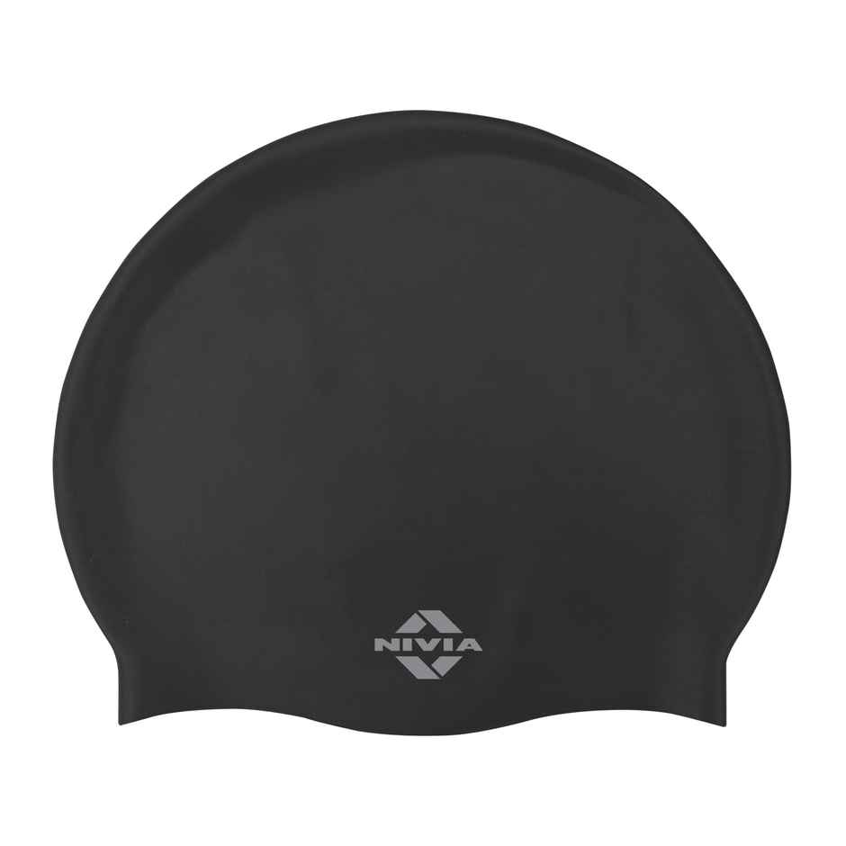 Nivia Classic Silicone AduLiter Swimming Cap - Black