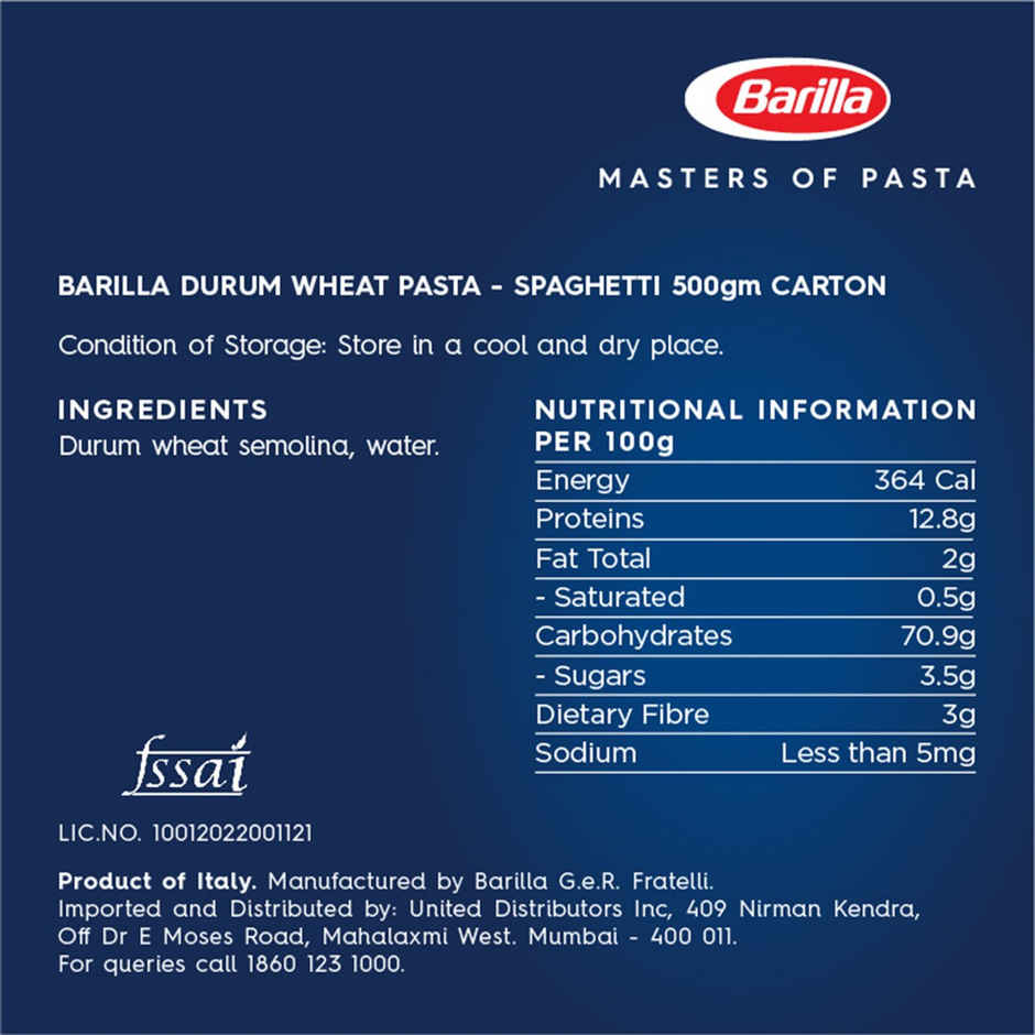 Barilla Pasta Spaghetti Durum Wheat