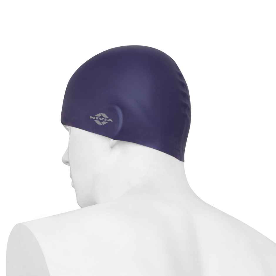Nivia Classic Silicone AduLiter Swimming Cap - Navy Blue