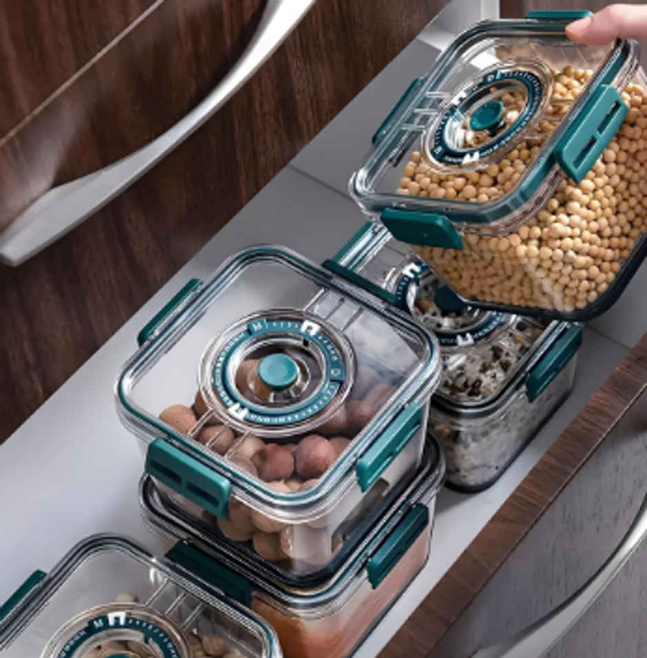 YELLOCUT Air Tight ABS Plastic Container Set | Transparent - 700 ml | 1400 ml | 2100 ml