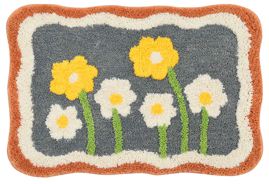Saral Home Little Flower Super Soft Microfibre Bath Mat 38x60 cm Anti Skid