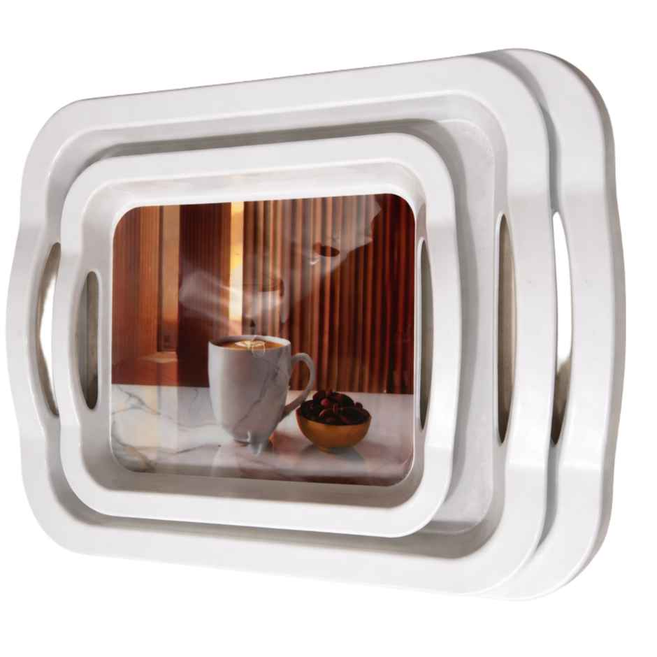 Daluci Serving Tray with Side Handles | White | Small Medium Large