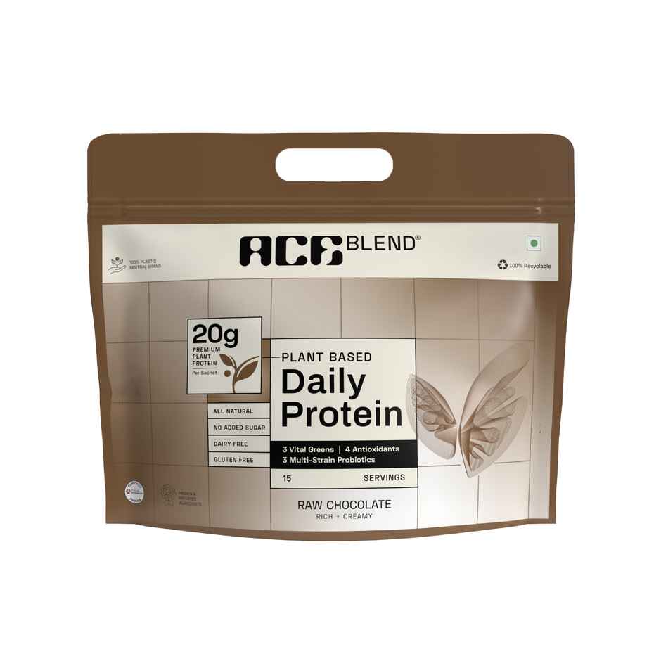 Ace Blend Daily Raw Chocolate Plant Protein | Lean Muscle & Weight Support | 15 Servings