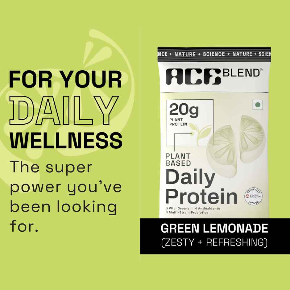 Ace Blend Daily Green Lemonade Plant Protein | Lean Muscle & Weight Support | 15 Servings