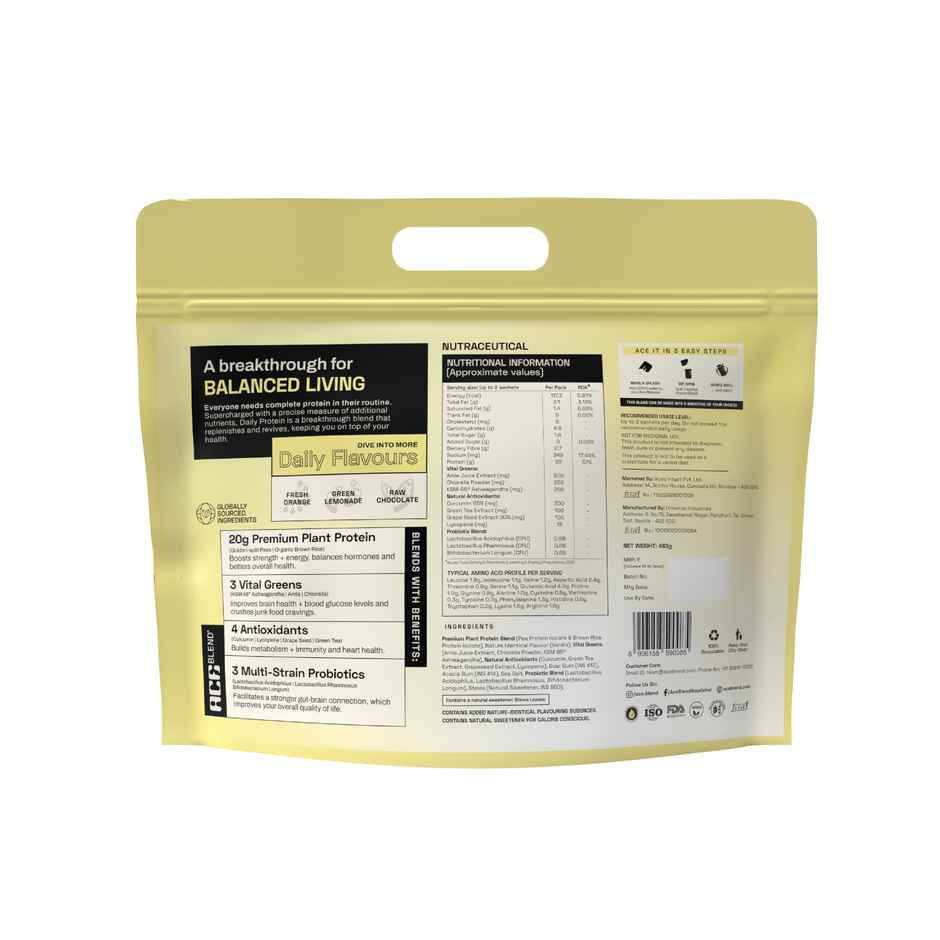 Ace Blend Daily Vanilla Plant Protein | Lean Muscle & Weight Support | 15 Servings