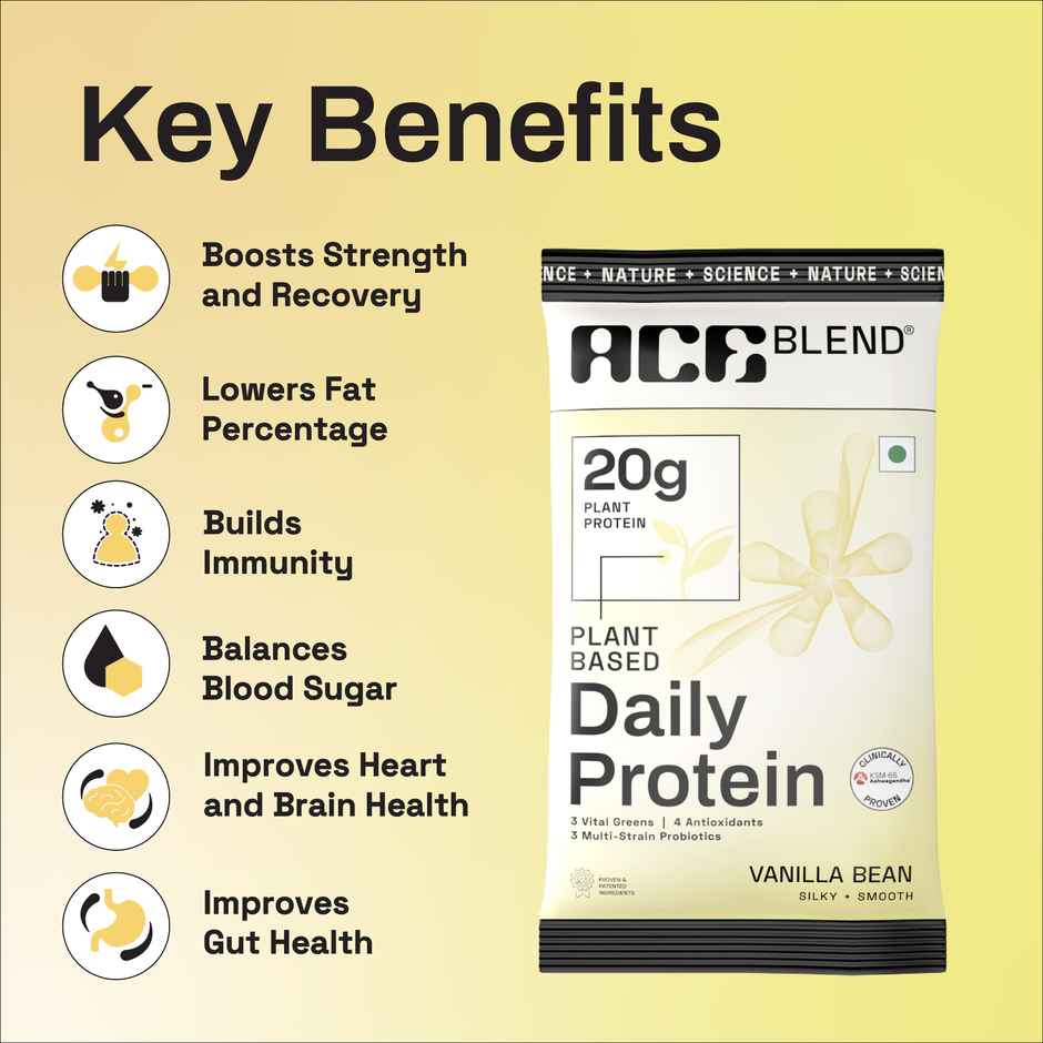 Ace Blend Daily Vanilla Plant Protein | Lean Muscle & Weight Support | 15 Servings