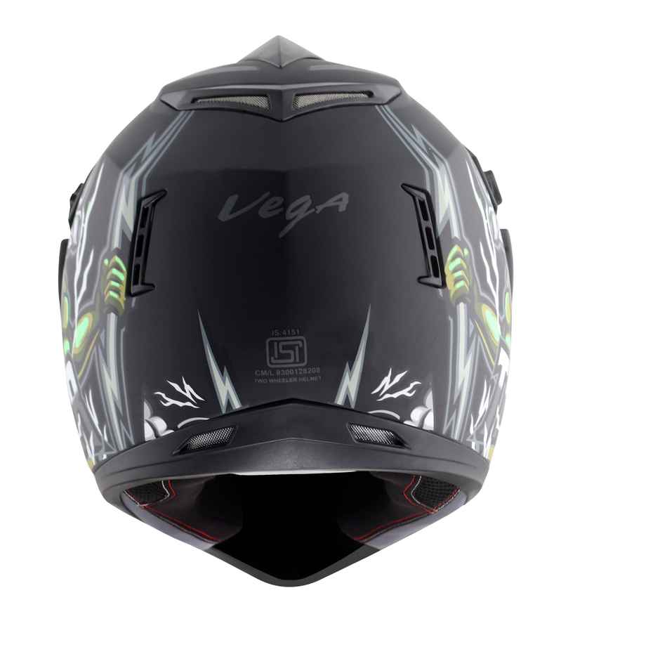 Vega Off Road D/V Thunder Lightweight Full Helmet- Dull Black Grey - L