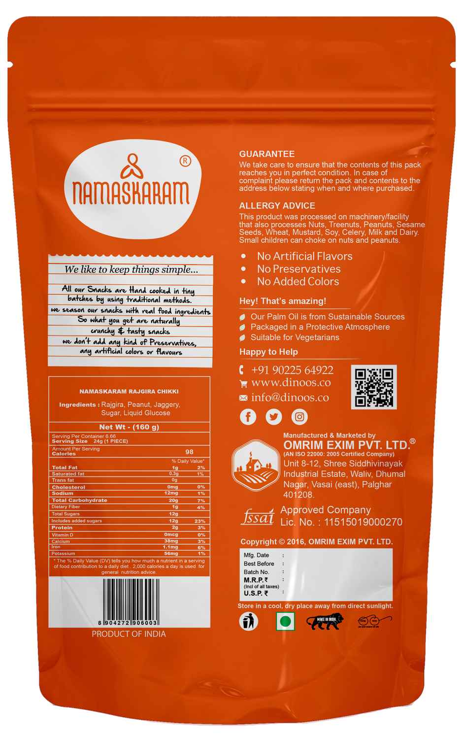 Namaskaram Rajgeera Chikki