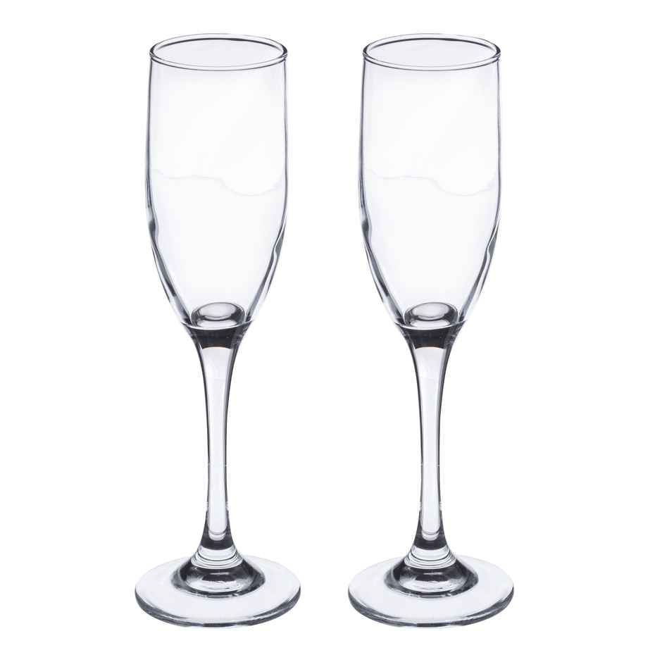 Infinity Champagne Flute Glass Set | Set of 2 | Durable & Elegant | 190 ml | Sanjeev Kapoor