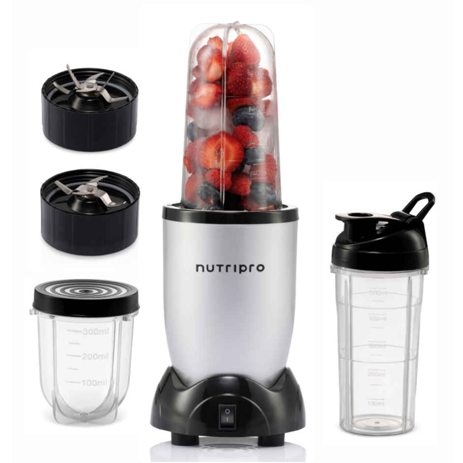 NUTRIPRO Nutri Blender Juicer Mixer Grinder 500W- 3 Jars & 2 Blades | Silver