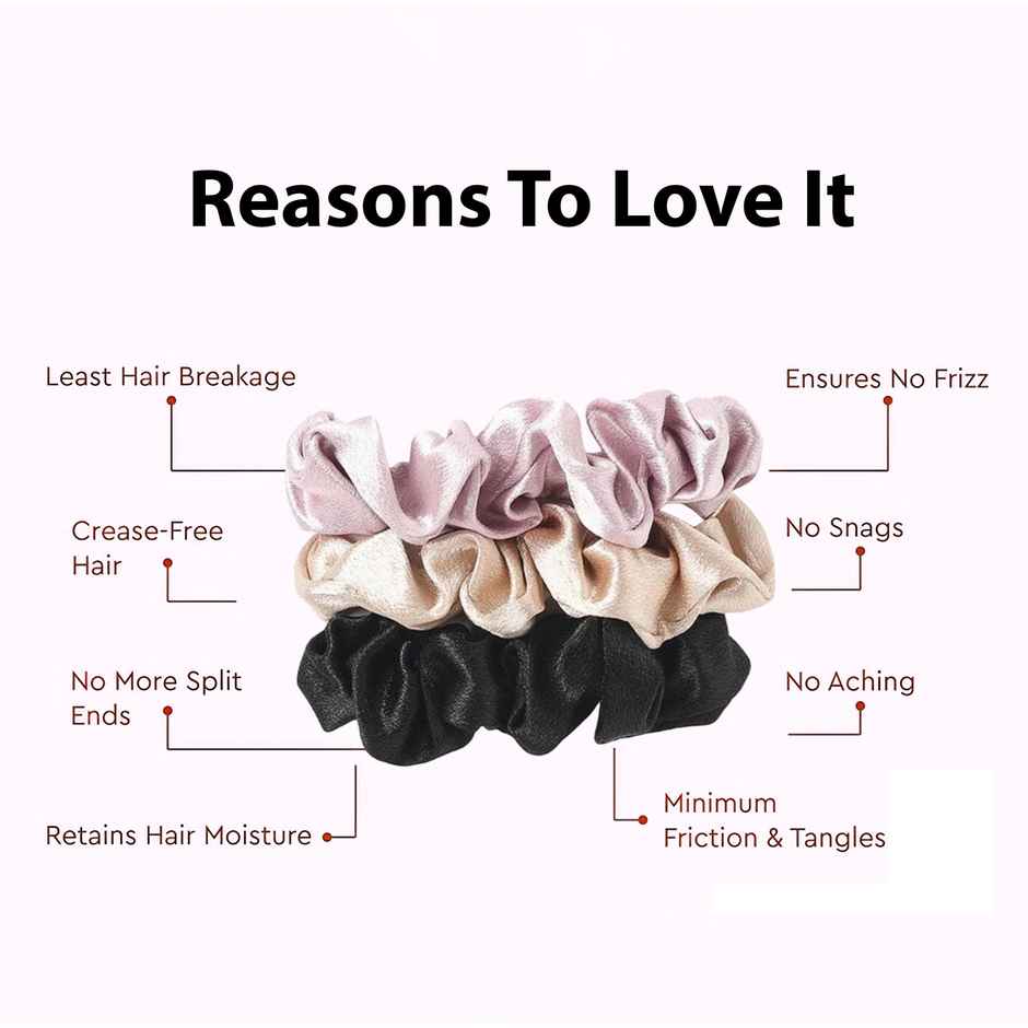 Jewels Galaxy Multicolor Daily-Use Satin Scrunchies (1 Pack 3 Pieces)