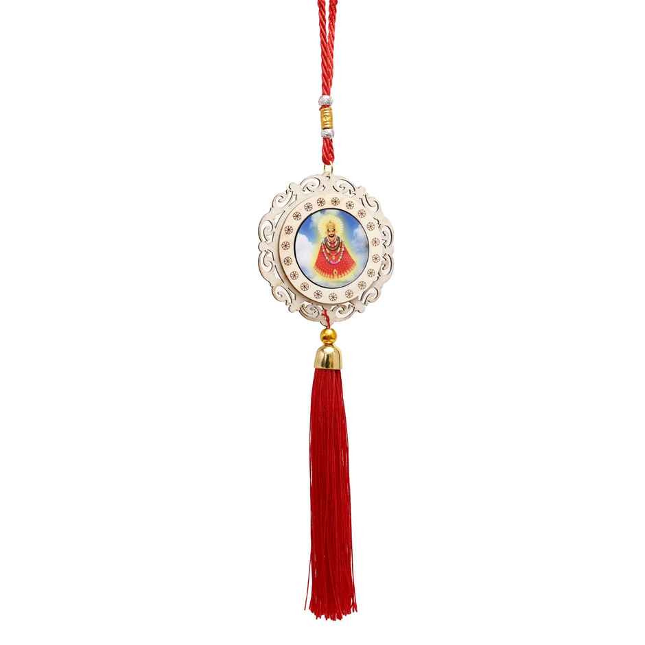 Divine Vibes Khatushyam Ji Round Wooden Car Hanging Decorative