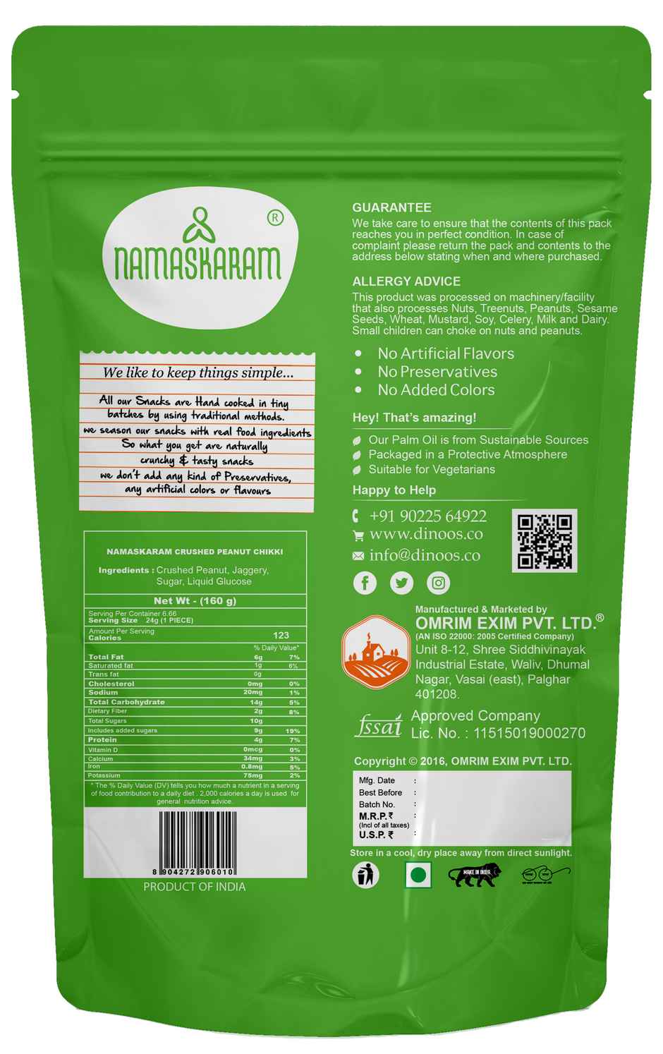 Namaskaram Crushed Peanut Chikki