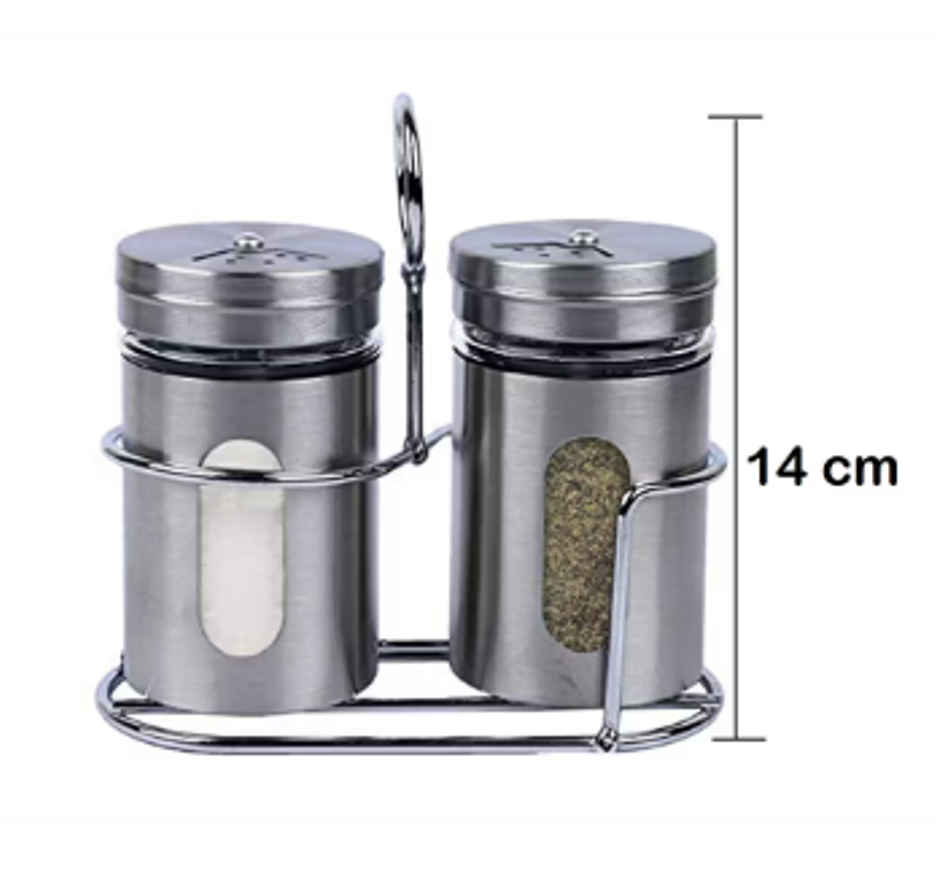 Soham Housewares Glass Spice Jar Set With Rack - 2 pcs