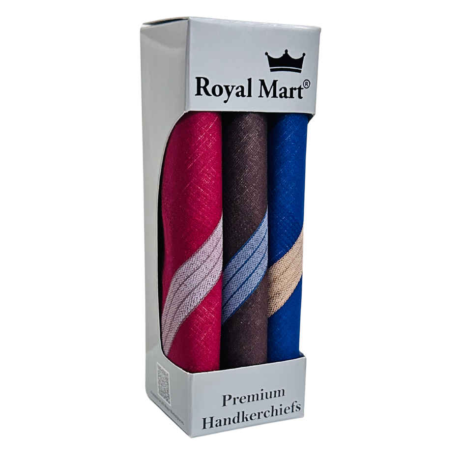 Royal Mart Men's Striped Cotton Handkerchief | Assorted