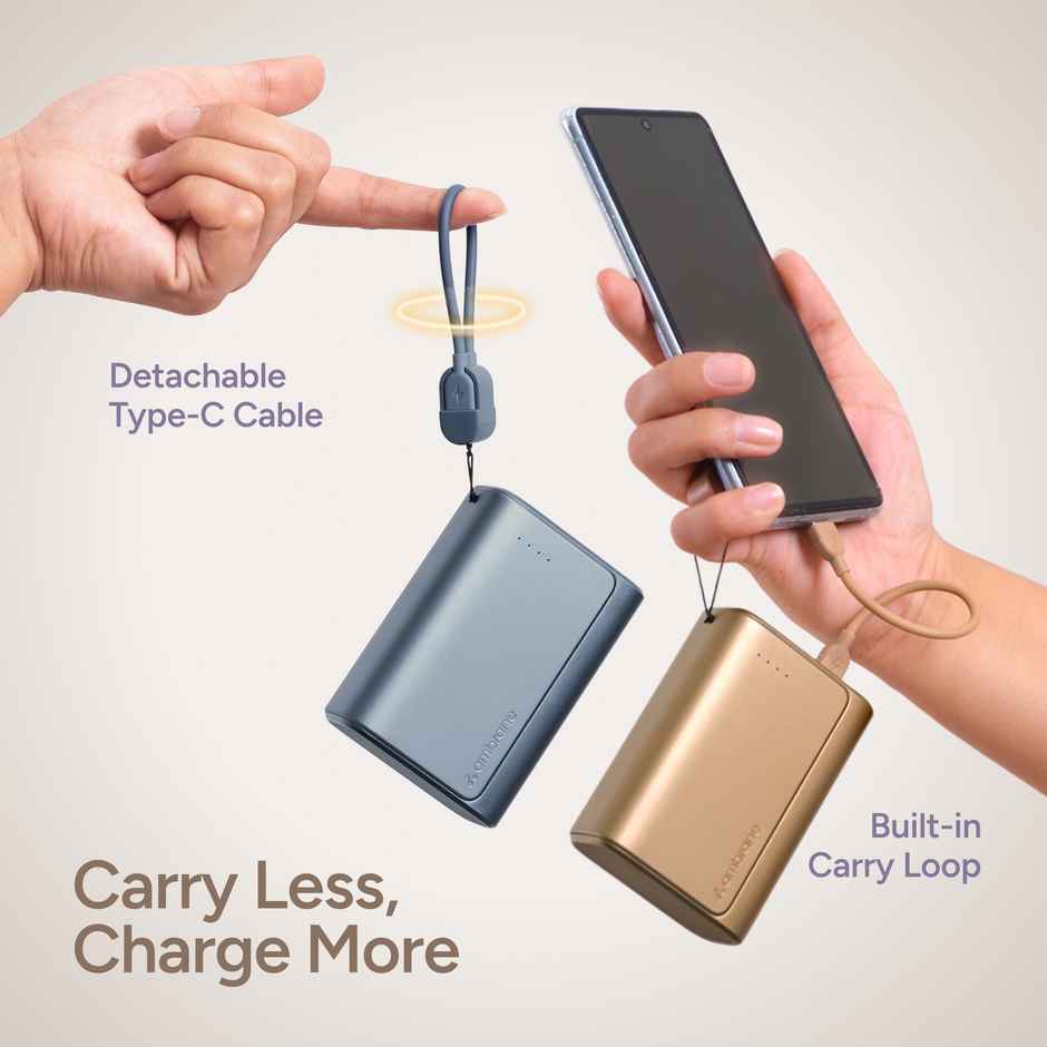 Ambrane 20000mAh 35W Powerbank | Type-C Cable | PD & USB Output | Golden
