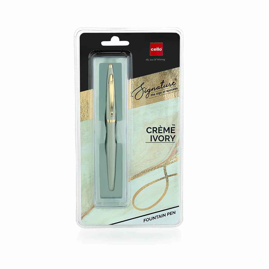 Cello Signature Creme Ivory Blue Fountain Pen