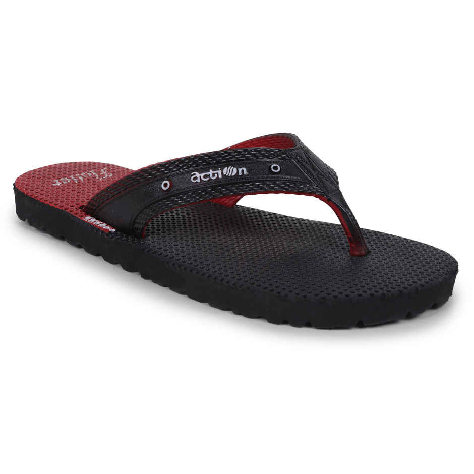 Action Men's Gfl-3804 Slippers | Evening Walk | Bathroom | Room Slippers | Black and Red - UK 10