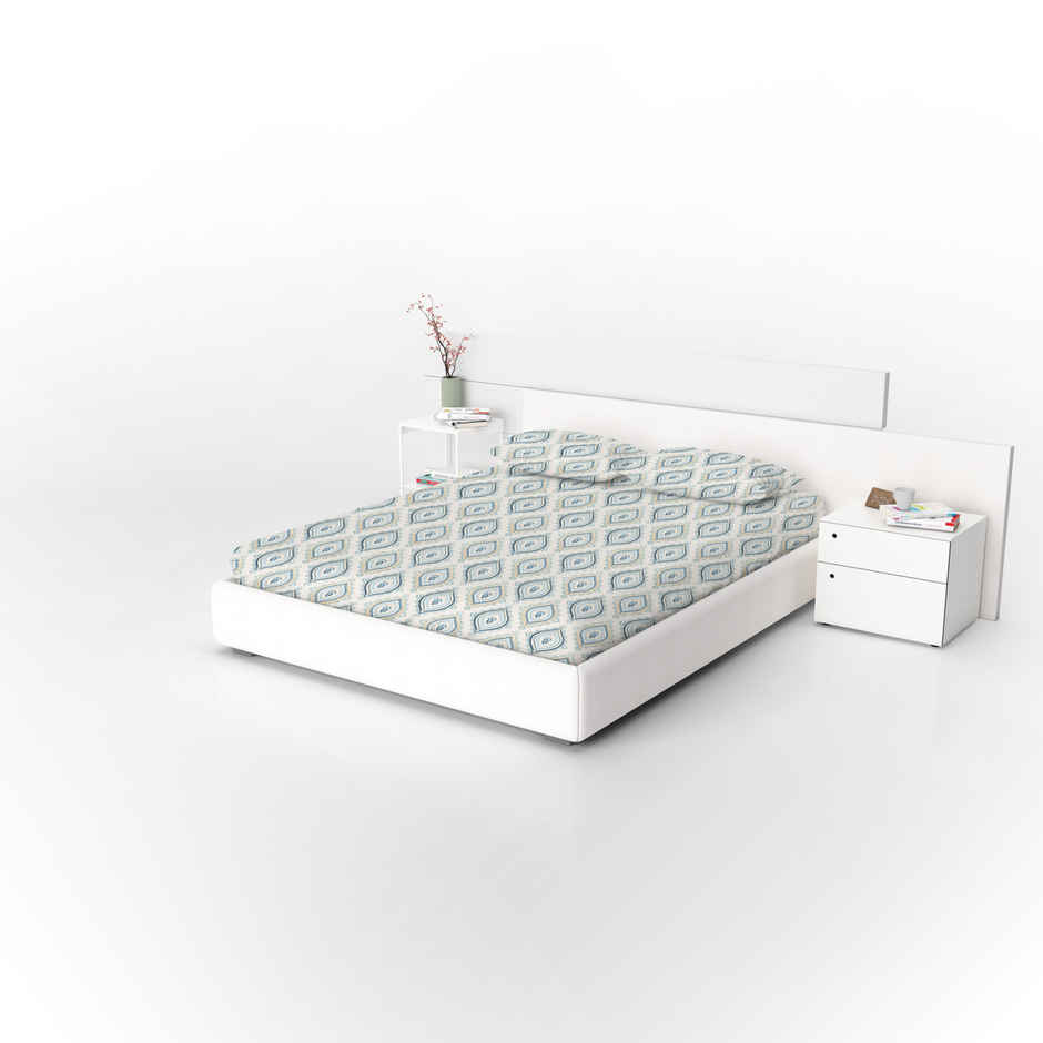 Status Crown Superfine Microfiber Queen Bedsheet | Blue Prism | 220 x 250 cm