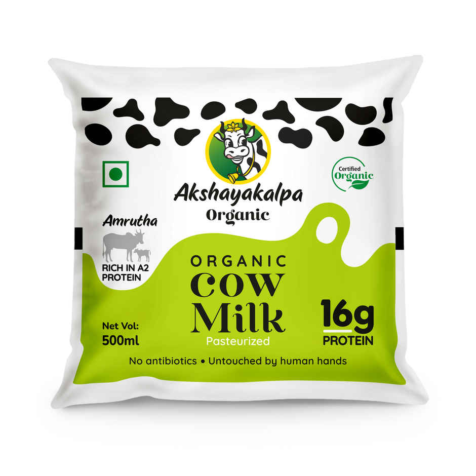 Akshayakalpa Amrutha A2 Pasteurized Fresh Milk (Pouch)(1pc) & Spinach - Cleaned, Without Roots(1pc) Combo