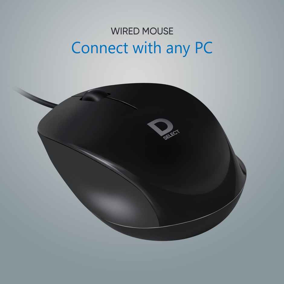 D Select Dell Exclusive Wired Mouse Ds111-Black With Usb Type A Connector 1200Dpi