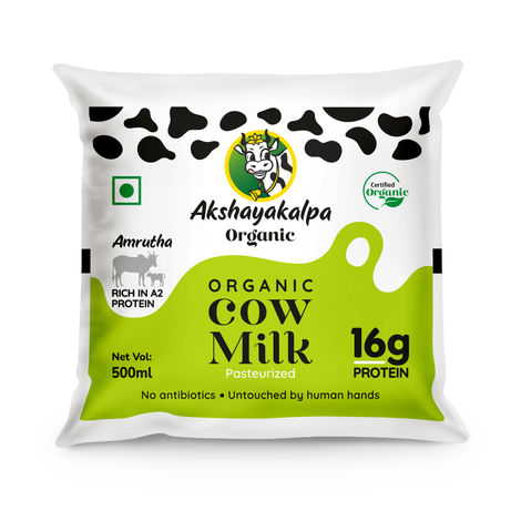 Akshayakalpa Amrutha A2 Pasteurized Fresh Organic Milk (Pouch)