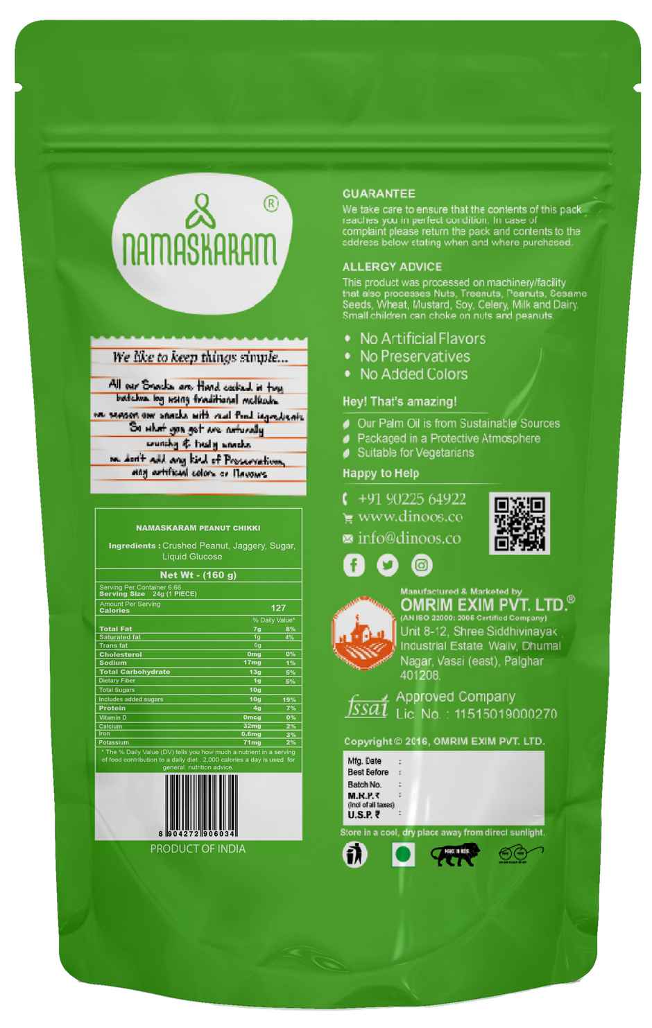 Namaskaram Peanut Chikki