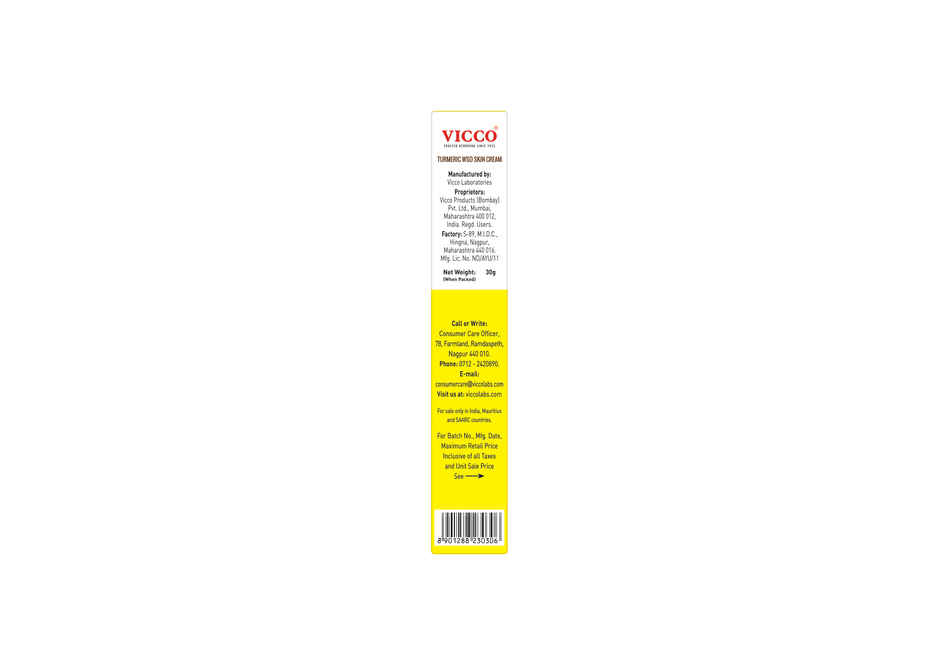 Vicco Turmeric WSO Skin Cream 30g | Ayurvedic Face & Skin Cream for Acne & Pimple Prone Skin