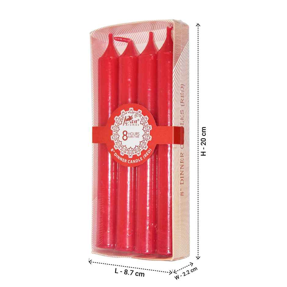 Dinner Decorative Candles | Pack of 4 | Red | Home Decor | Pan Aromas