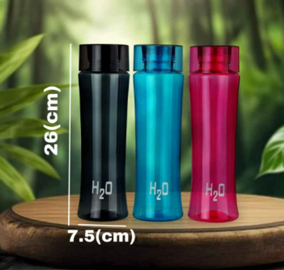 YELLOCUT H2O Round Unbreakable Plastic Bottle | Multicolour | 1 L