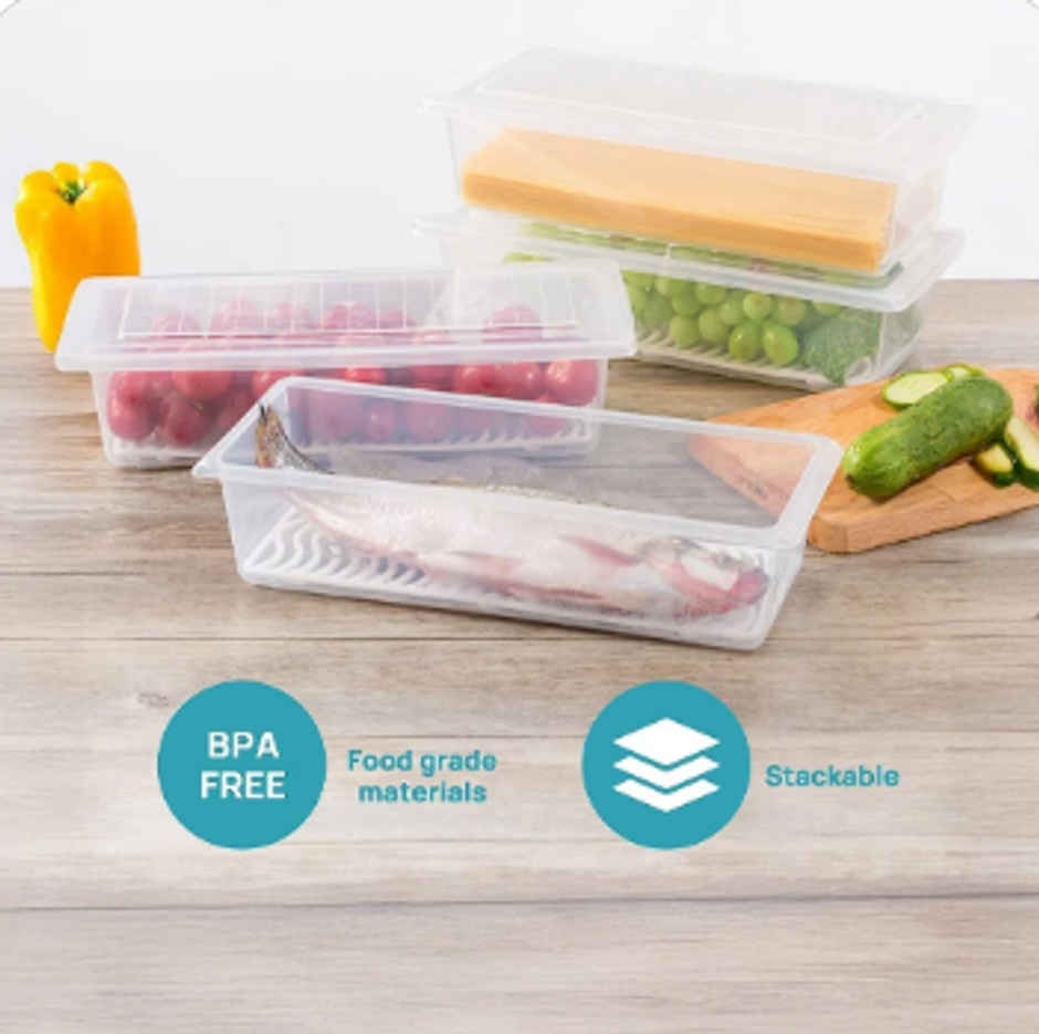 YELLOCUT Fridge Plastic Storage Box | Transparent - 1500 ml
