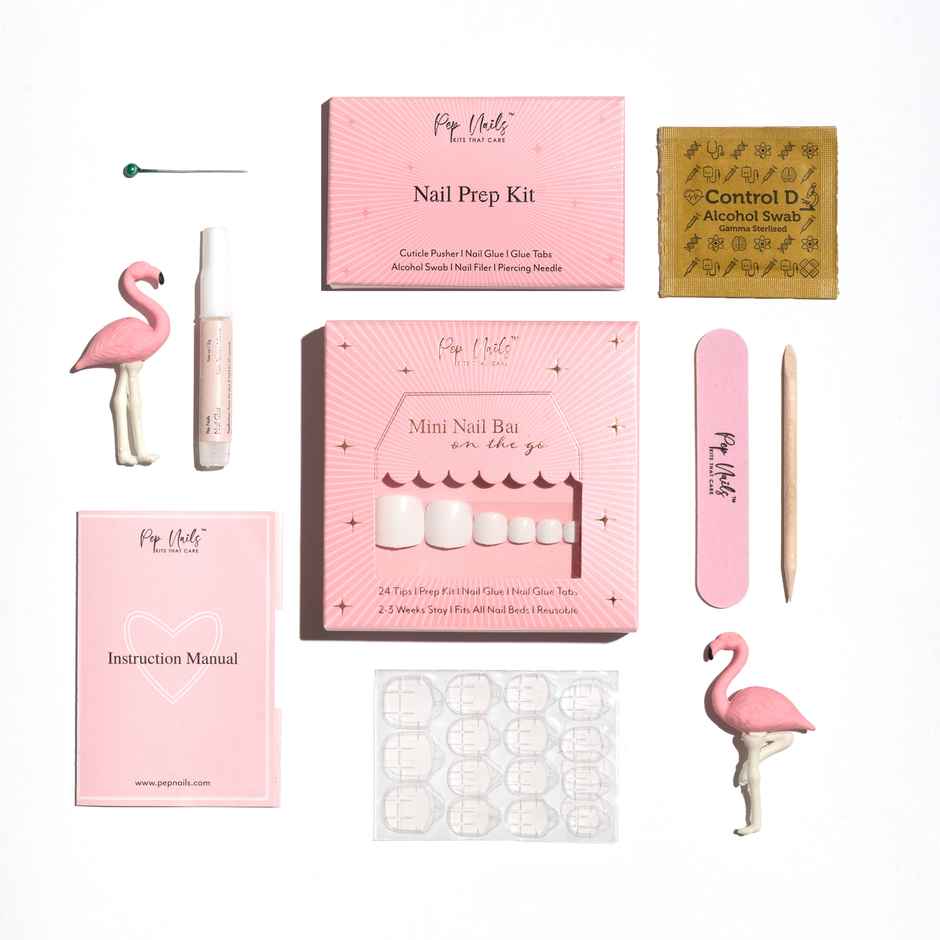 Pep Nails | Cream Cheese | Toe Nails | Short Square White | Glossy Solid Press On Nails | 24 Tips