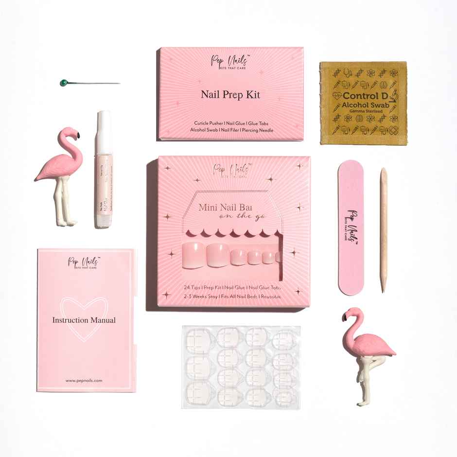 Pep Nails | Minimal | Toe Nails | Short Square Nude | Glossy Ombre Press On Nails | 24 Tips