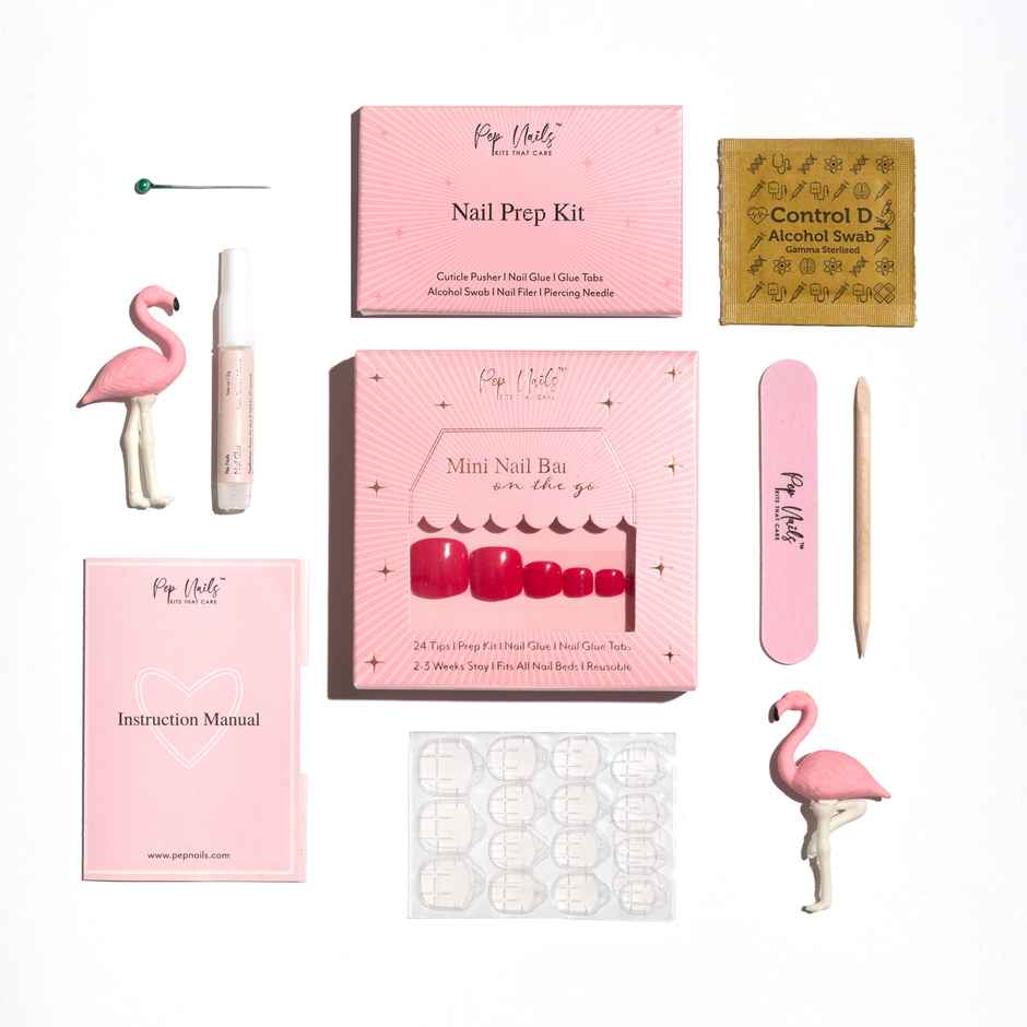 Pep Nails | Candy Pink | Toe Nails | Short Square Pink | Glossy Solid Press On Nails | 24 Tips