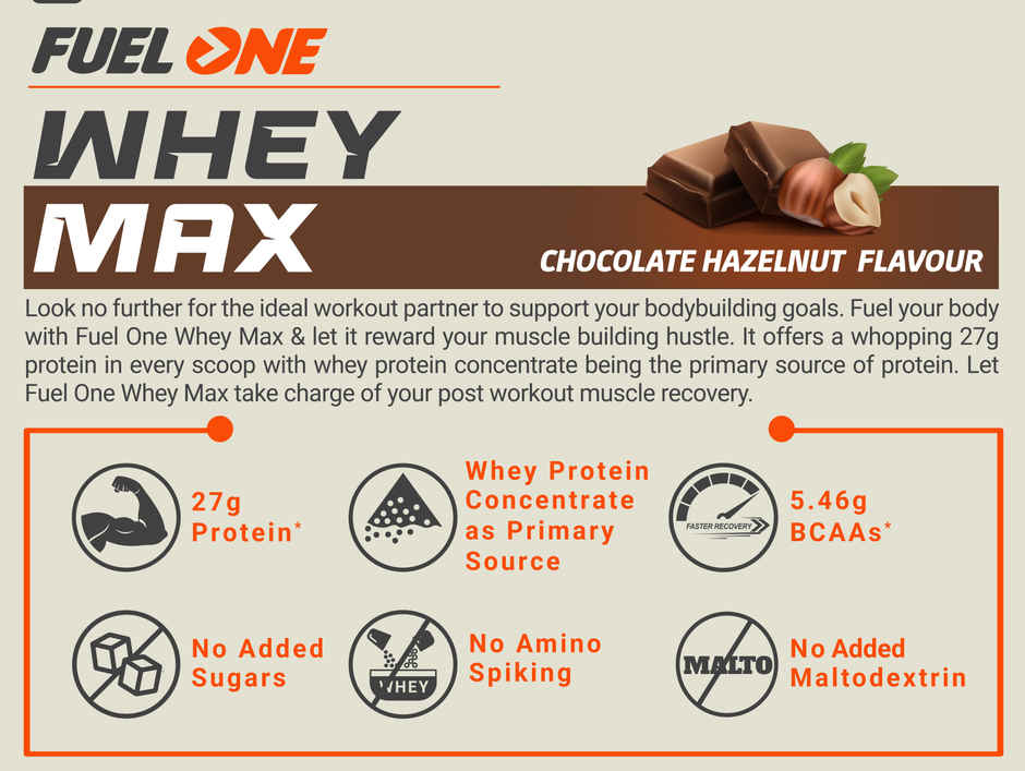 Fuel One Whey Max Protein Powder Chocolate | Hazelnut