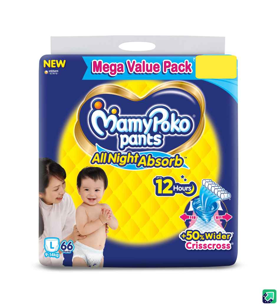 Mamypoko All Night Absorb Baby Diapers | Pant Style | L | 66 pcs