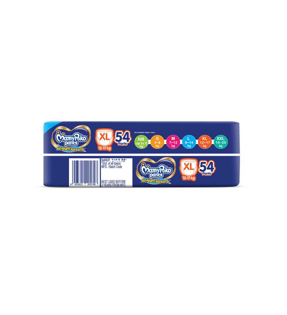 Mamypoko All Night Absorb Pant Style Diaper | XL | 54 pcs