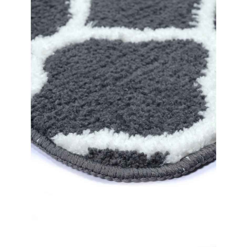 Saral Home Microfiber Geometric Anti-Slip Bath Mat | Grey - 40 x 60 cm