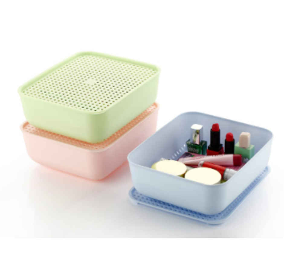 YELLOCUT Basket with Lid, Box Organiser for Home & Kitchen