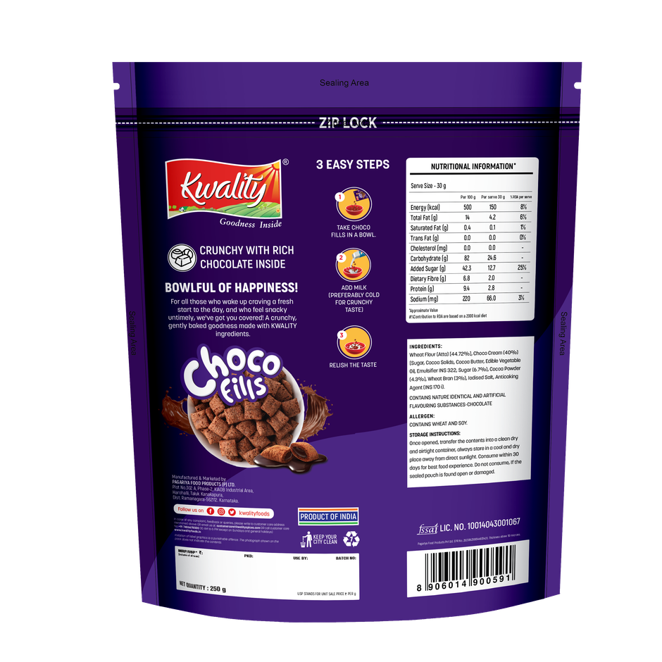 Kwality Choco Fills - Zero% Maida Chocolate Flavor