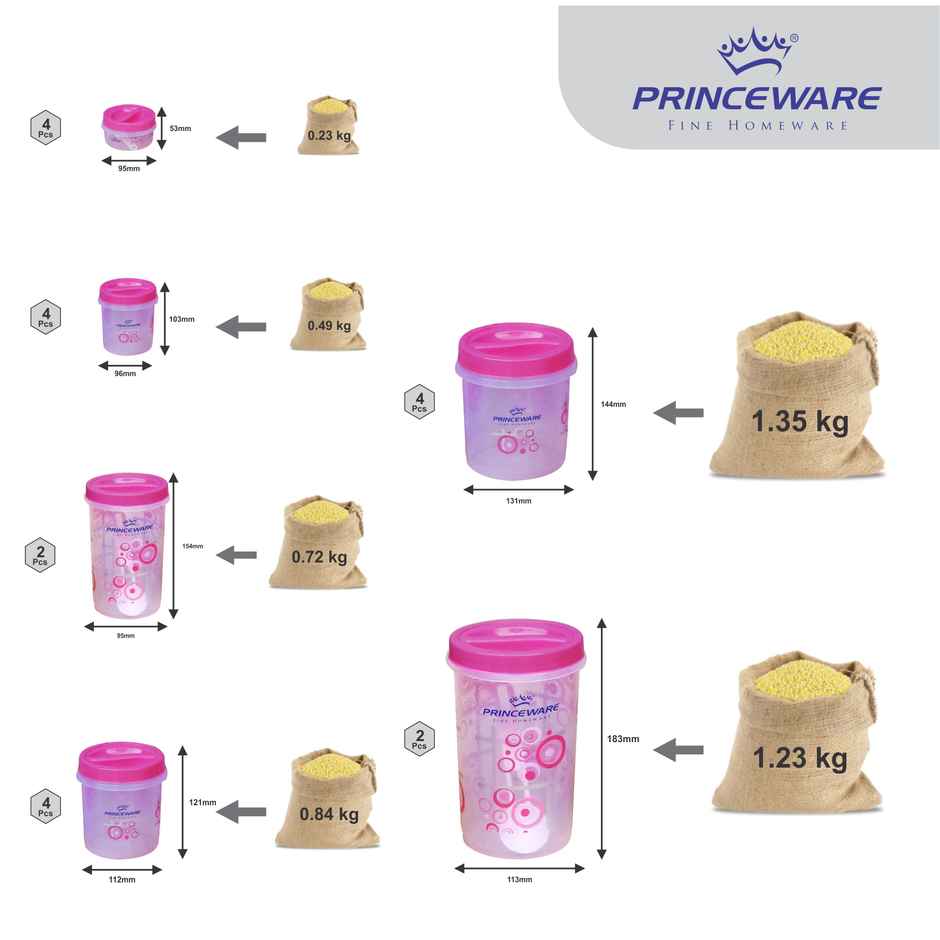 Princeware Twister Combo Plastic MuLiteri Utility Container Set 20-pieces Printed- Pink