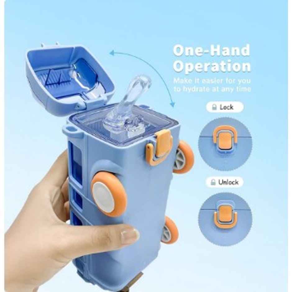 YELLOCUT Bus Water Bottle for Kids | Blue