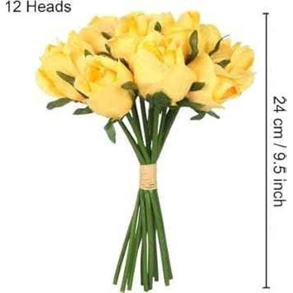 TIED RIBBONS Artificial Rose Bunch | Yellow