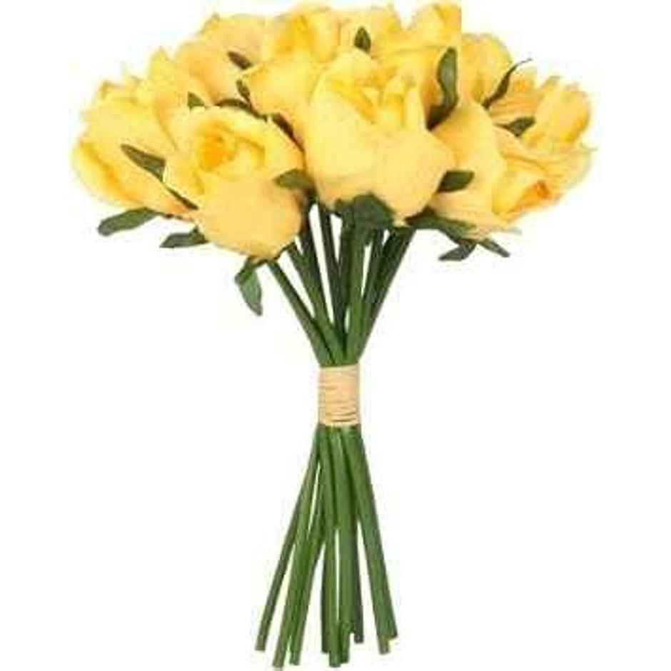 TIED RIBBONS Artificial Rose Bunch | Yellow