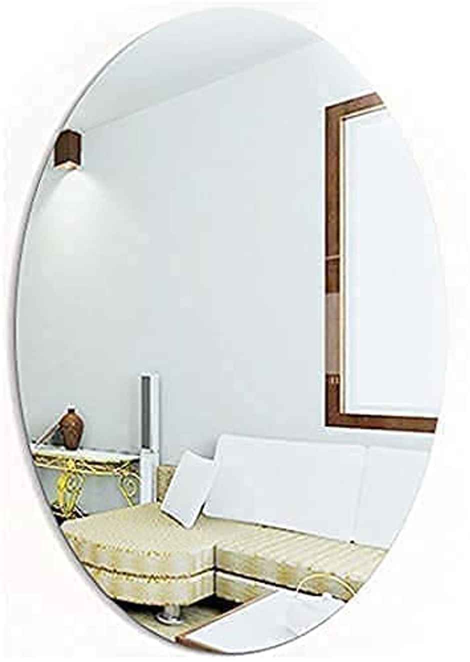 Homeharmony Oval Shape Adhesive Mirror Sticker Tiles Bedroom Basin Mirror Bathroom (Medium, 30cm)