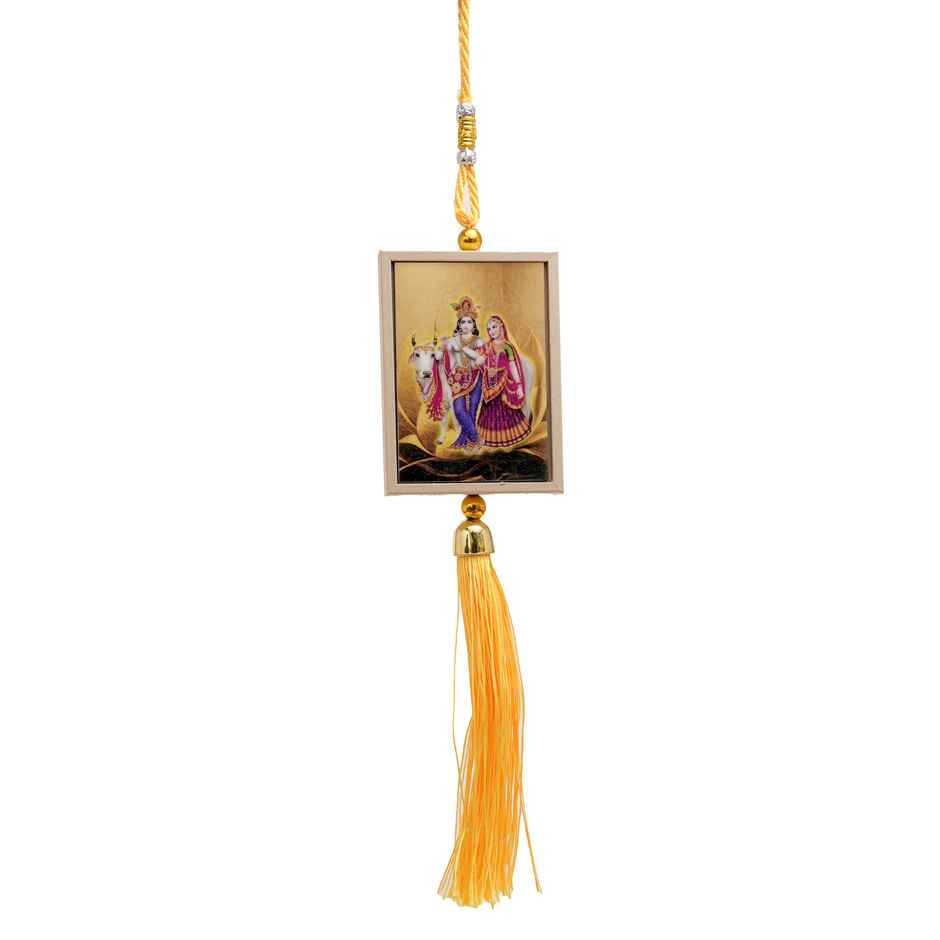 Divine Vibes Radha Krishan Box Shape Car Dashboard Hanging