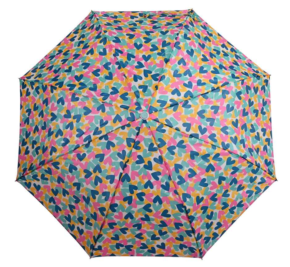 Citizen 3 Fold 22 Inch Auto Heart shape multicolour printed umbrella