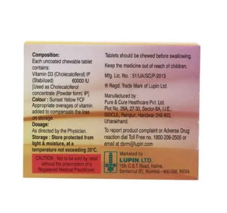 Lupi-D3 60000IU Vitamin D3 Sugar Free Chewable Tablet